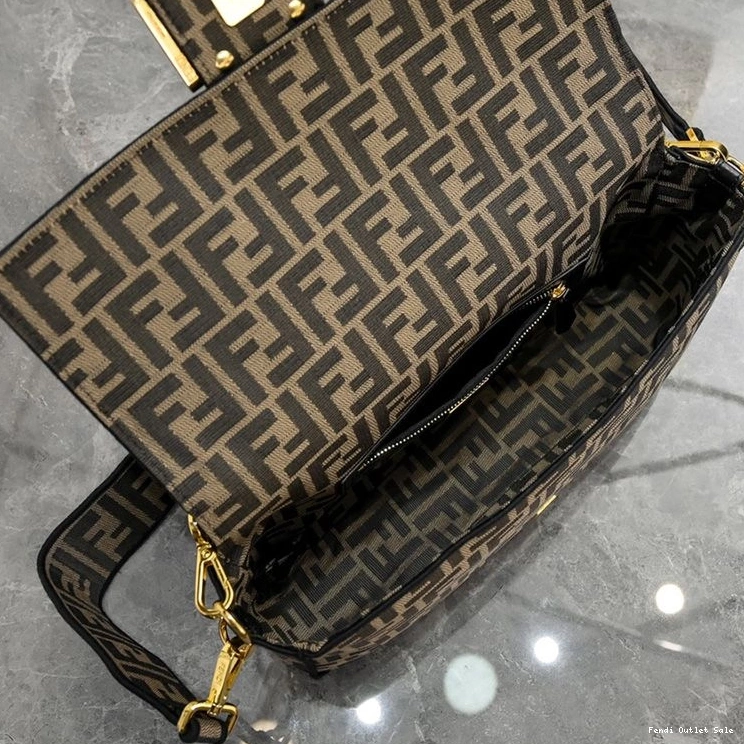 Cheap Large Fendi Baguette FF In Bag Fabric Motif Brown 0803